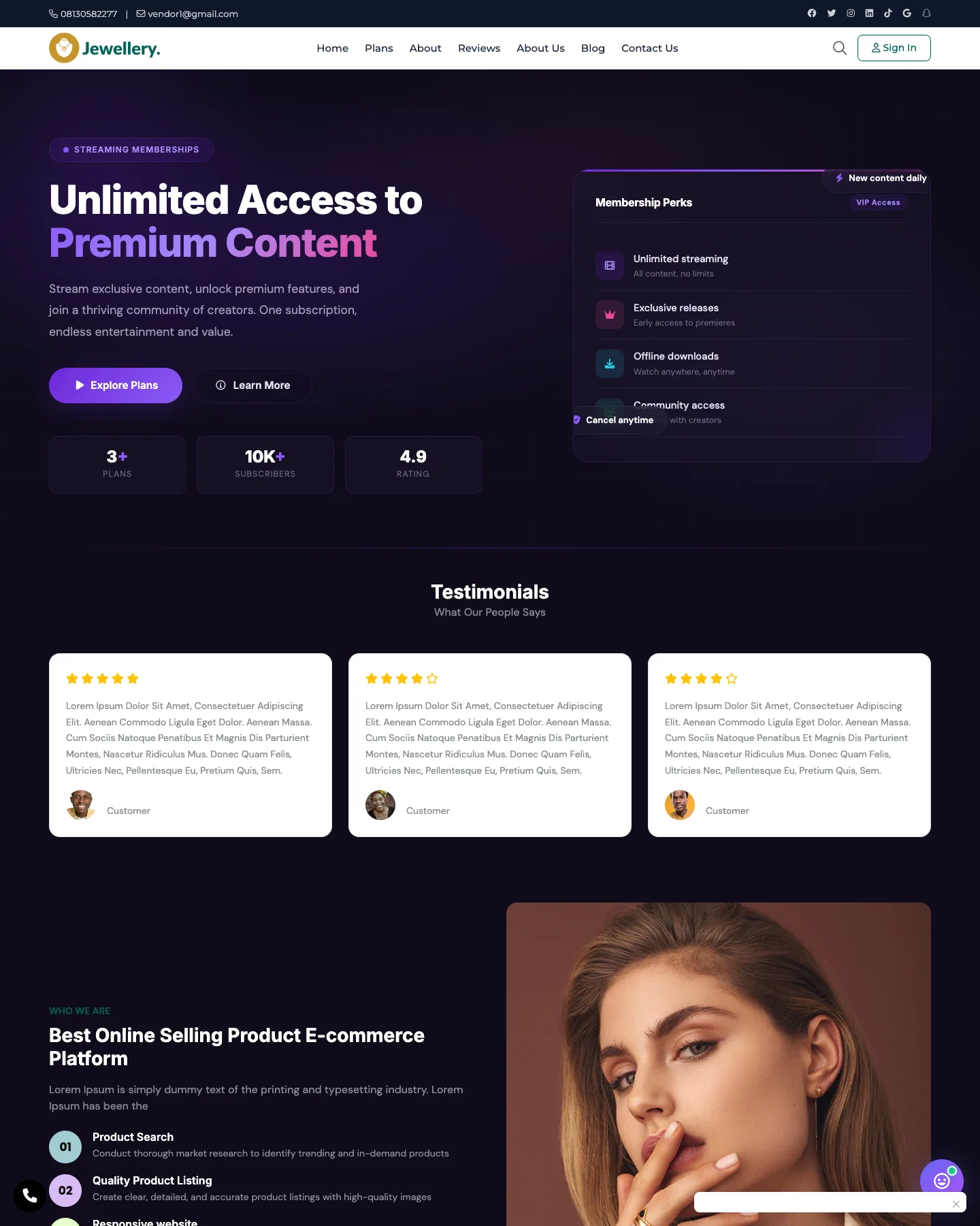 StreamVault - Membership & Subscriptions Template