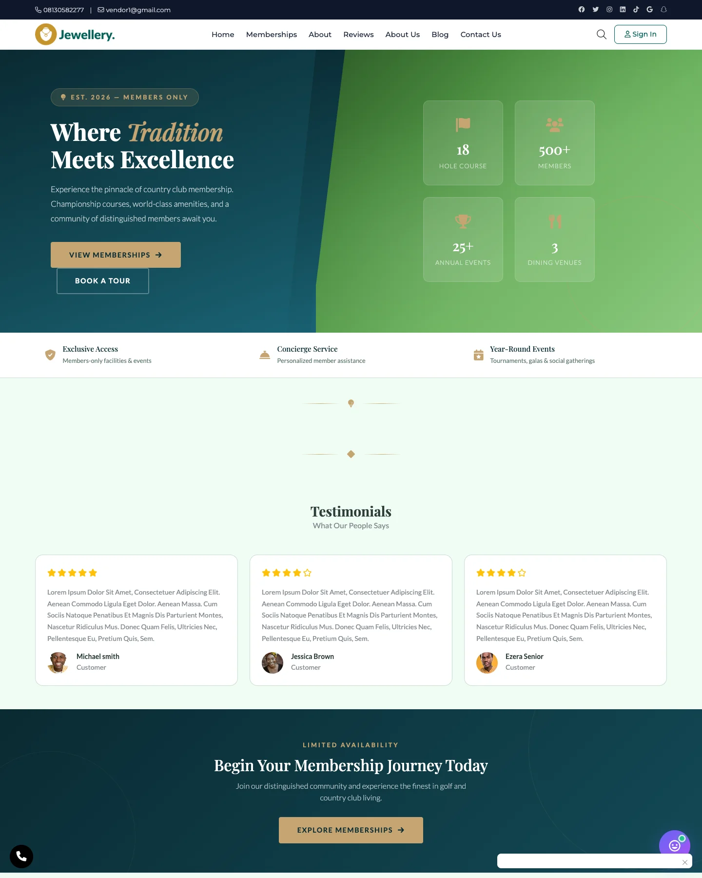 Grulf Golf Club - Membership & Subscriptions Template